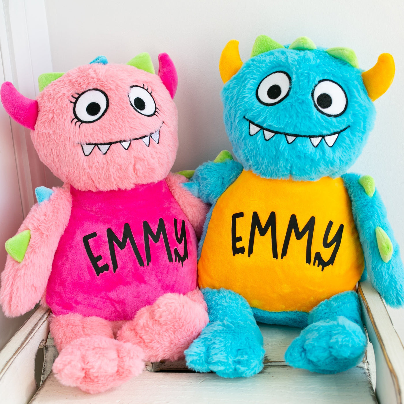 Large Personalised Pink Monster Teddy-Fred & Noah-Yes Bebe