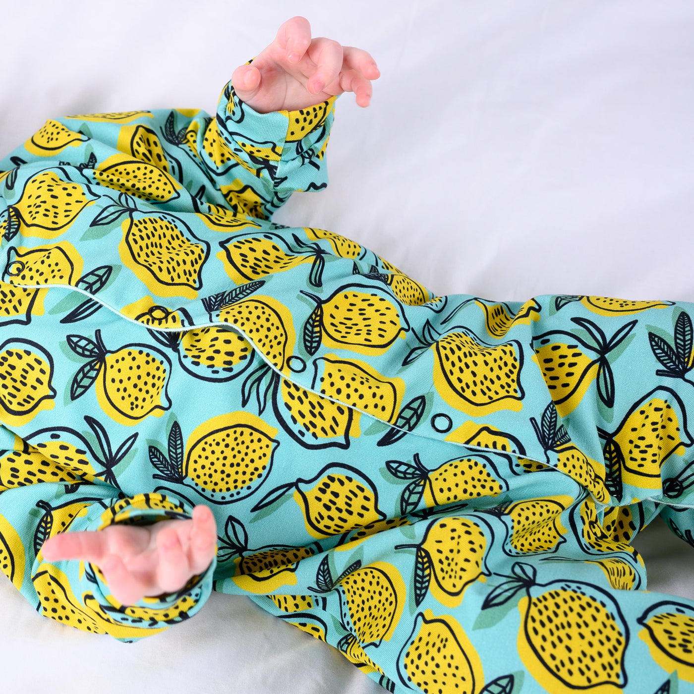 Lemon Print Cotton Sleepsuit-Sleepsuit-Fred & Noah-18-24 M-Yes Bebe
