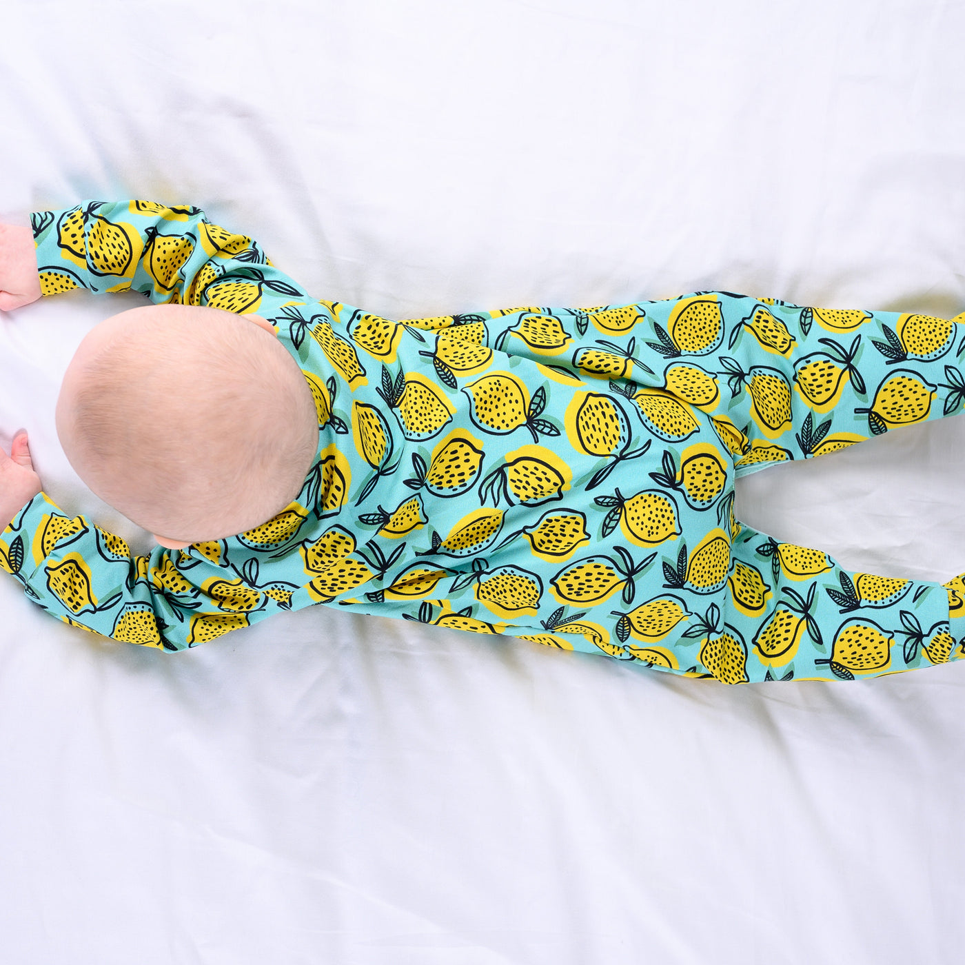 Lemon Print Cotton Sleepsuit-Sleepsuit-Fred & Noah-Yes Bebe