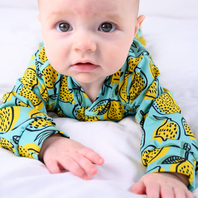 Lemon Print Cotton Sleepsuit-Sleepsuit-Fred & Noah-Yes Bebe