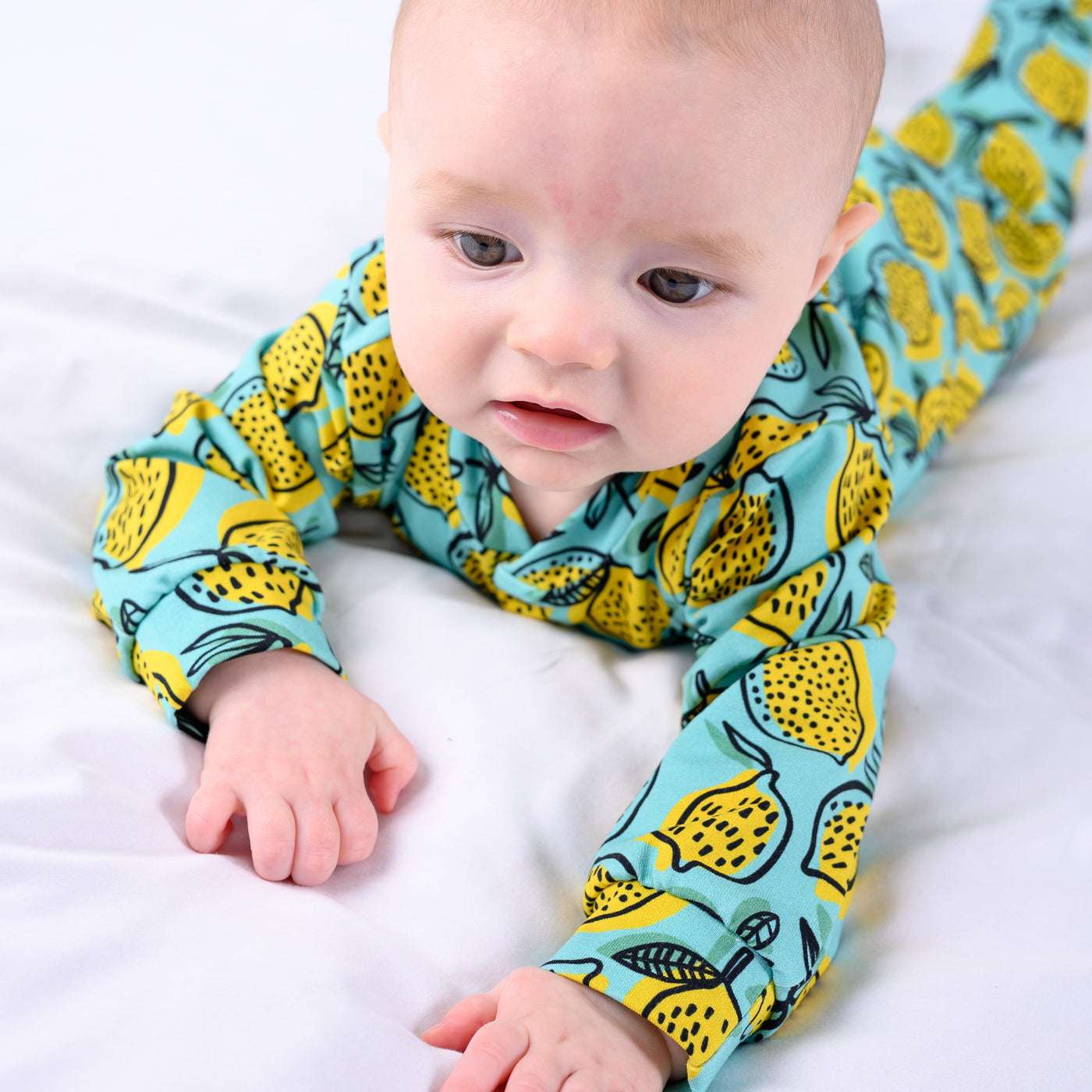 Lemon Print Cotton Sleepsuit-Sleepsuit-Fred & Noah-Yes Bebe