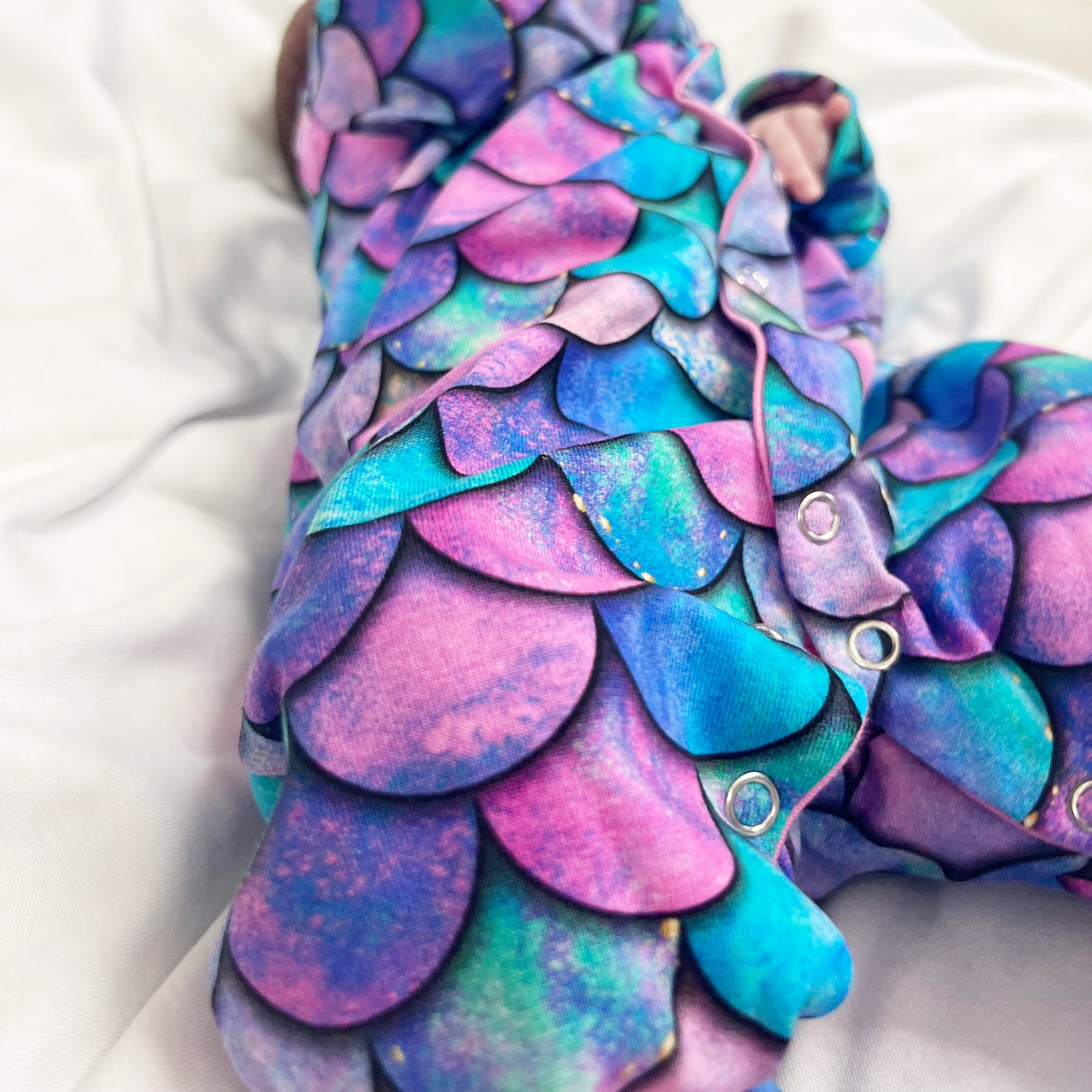 Mermaid Print Cotton Sleepsuit-Sleepsuit-Fred & Noah-Yes Bebe