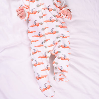 Racing Carrot Print Cotton Sleepsuit-Sleepsuit-Fred & Noah-0-3 M-Yes Bebe