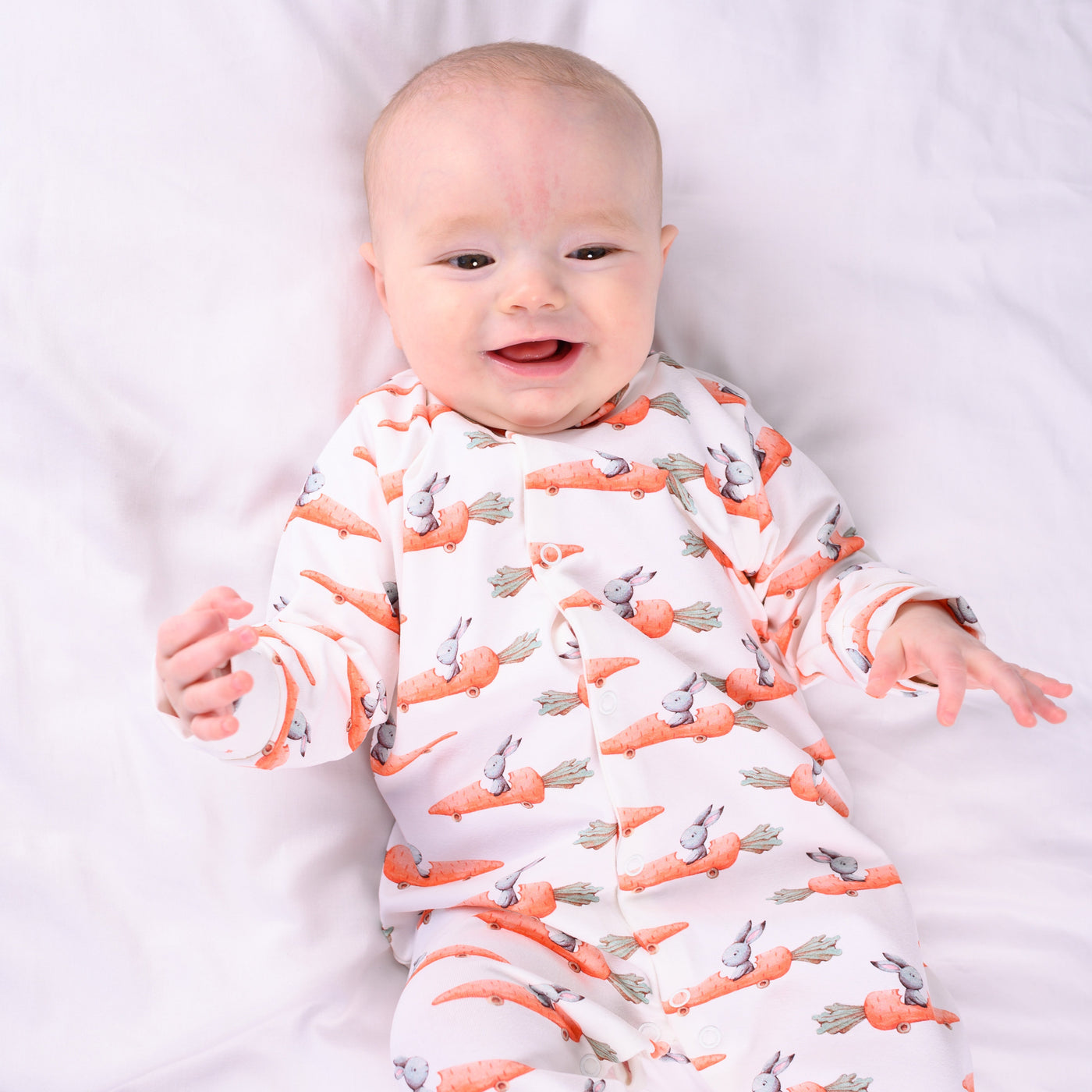 Racing Carrot Print Cotton Sleepsuit-Sleepsuit-Fred & Noah-Yes Bebe
