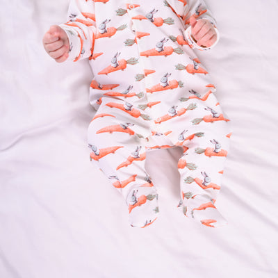 Racing Carrot Print Cotton Sleepsuit-Sleepsuit-Fred & Noah-Yes Bebe