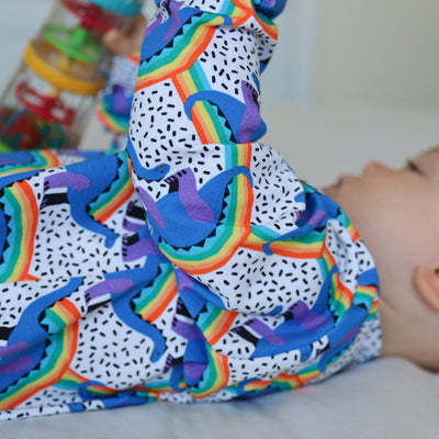 Rainbow Dino Cotton Sleepsuit-Fred & Noah-Yes Bebe