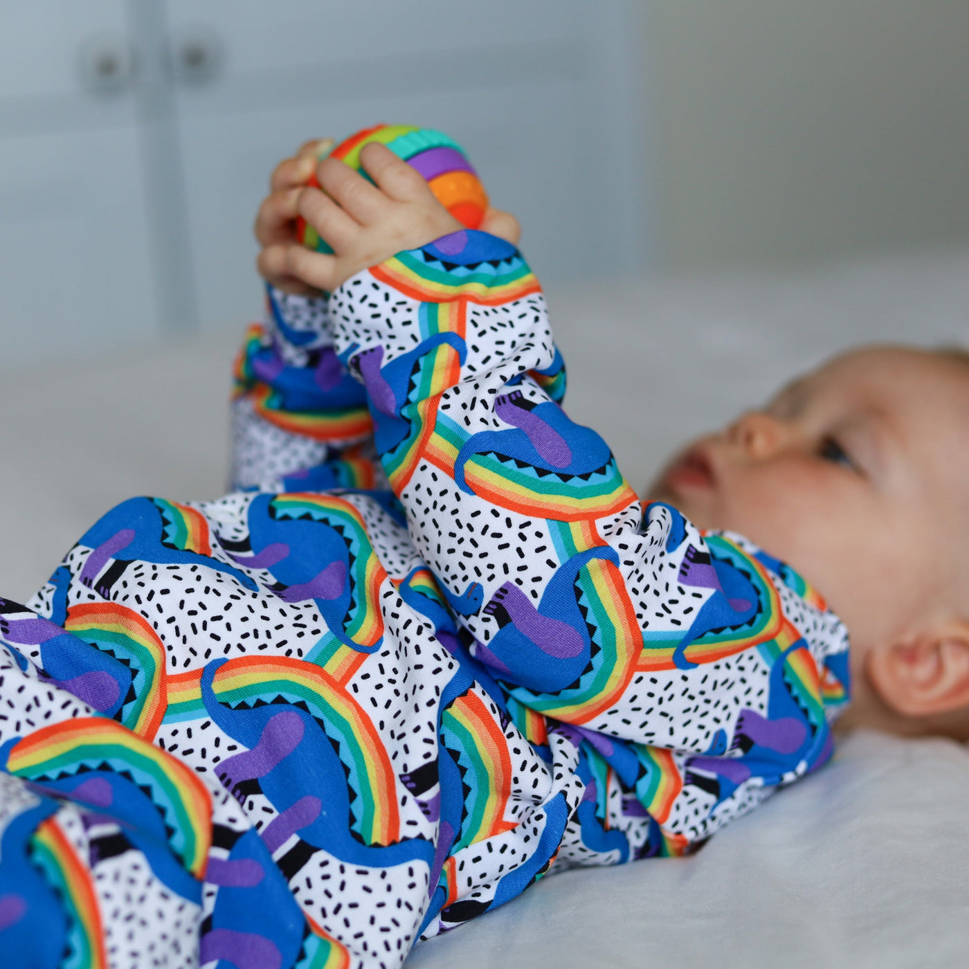 Rainbow Dino Cotton Sleepsuit-Fred & Noah-Yes Bebe