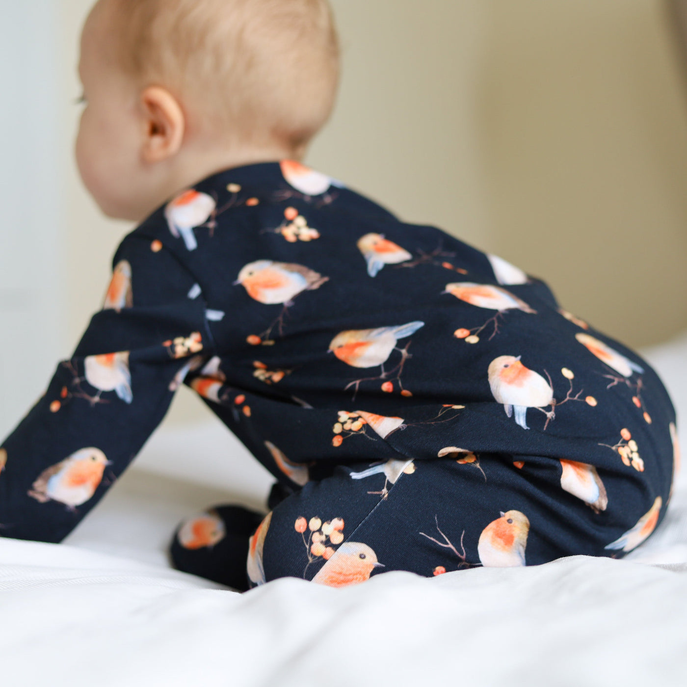 Robin Print Cotton Sleepsuit-Sleepsuits-Fred & Noah-Yes Bebe