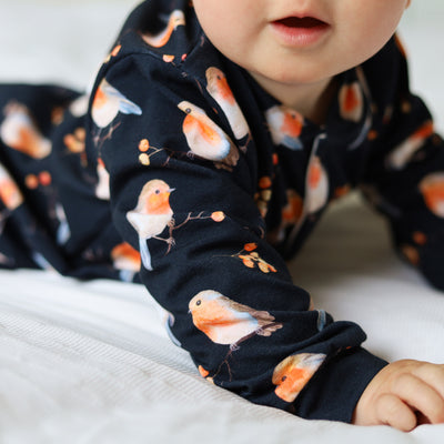 Robin Print Cotton Sleepsuit-Sleepsuits-Fred & Noah-Yes Bebe