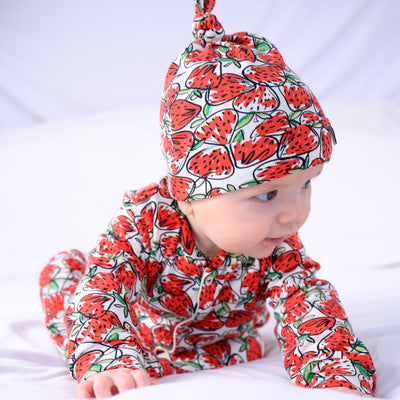 Strawberry Print Cotton Sleepsuit-Sleepsuit-Fred & Noah-Yes Bebe