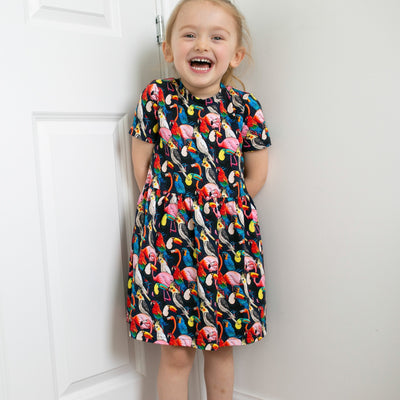 Tropical Birds Print Dress-Dresses-Fred & Noah-Yes Bebe