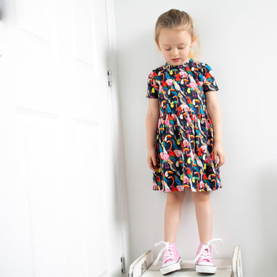 Tropical Birds Print Dress-Dresses-Fred & Noah-Yes Bebe