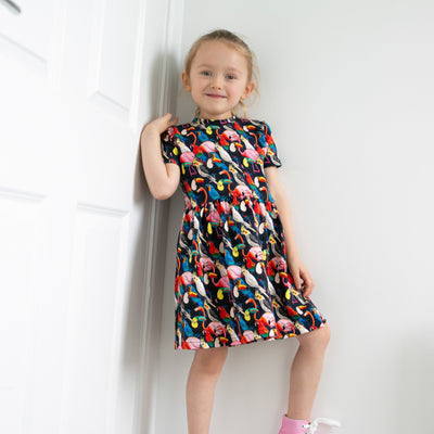 Tropical Birds Print Dress-Dresses-Fred & Noah-Yes Bebe