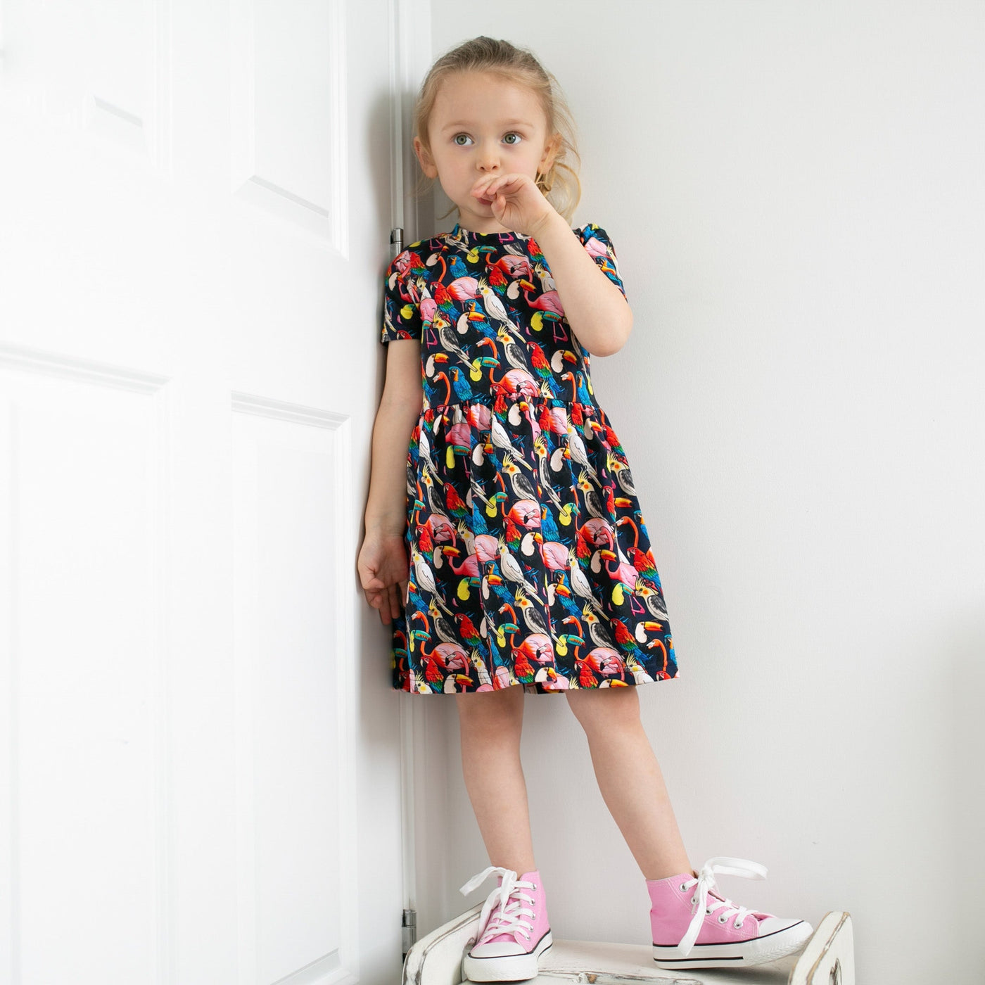 Tropical Birds Print Dress-Dresses-Fred & Noah-Yes Bebe