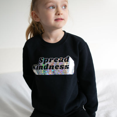 Unisex Spread Kindness Black Sweater-Fred & Noah-Yes Bebe