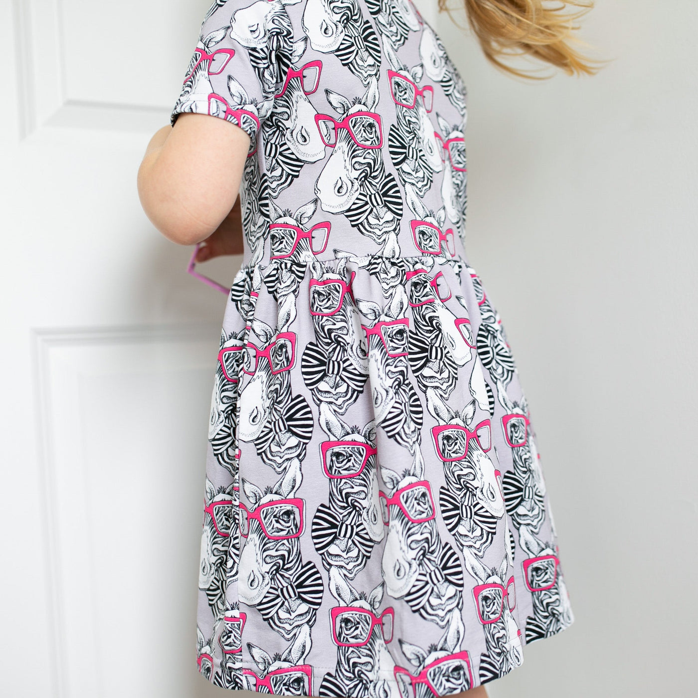 Zebra Blue Spec Print Dress-Dresses-Fred & Noah-Yes Bebe