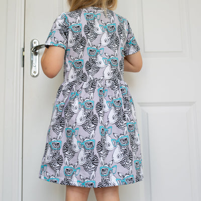 Zebra Blue Spec Print Dress-Dresses-Fred & Noah-Yes Bebe