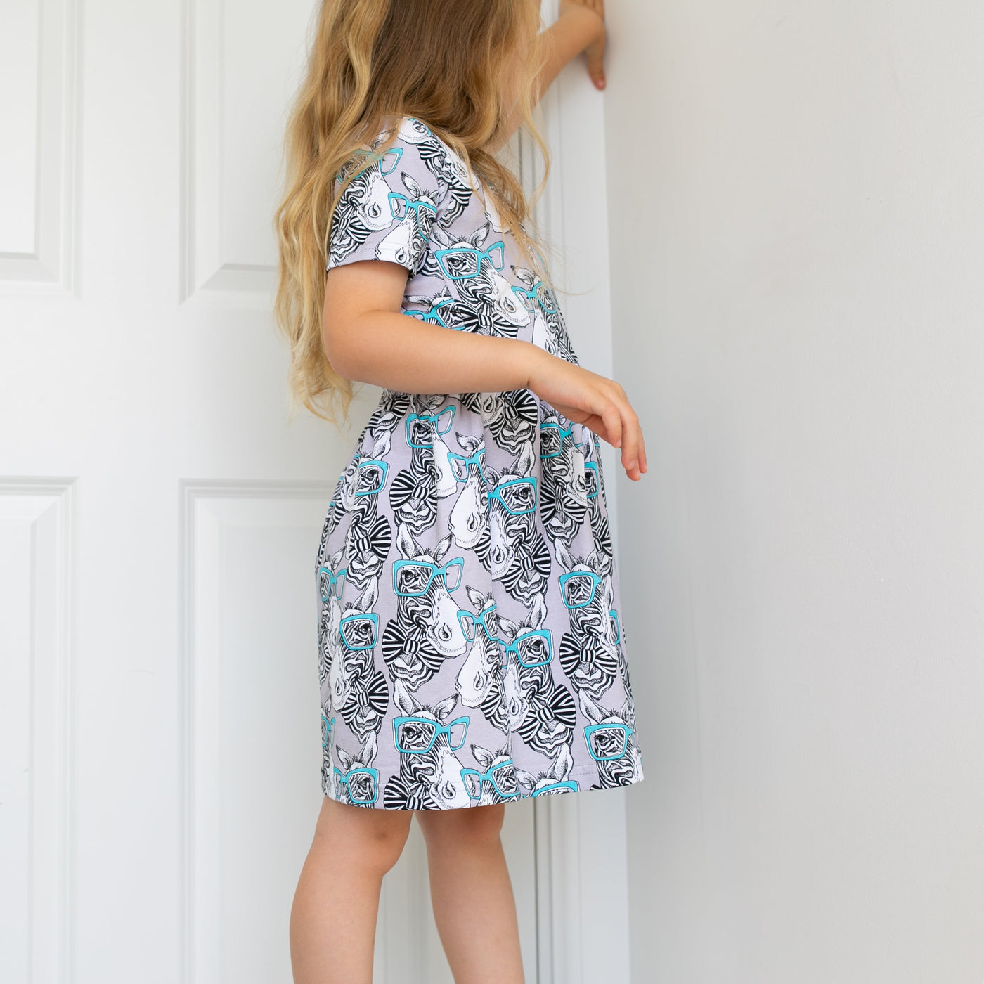 Zebra Blue Spec Print Dress-Dresses-Fred & Noah-Yes Bebe