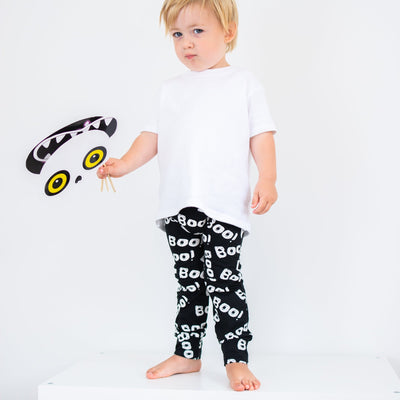 Boo Print Leggings-Leggings-Fredandnoah-Yes Bebe