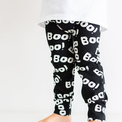 Boo Print Leggings-Leggings-Fredandnoah-Yes Bebe