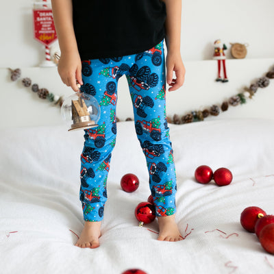 Christmas Monster Truck Leggings-Leggings-Fredandnoah-Yes Bebe