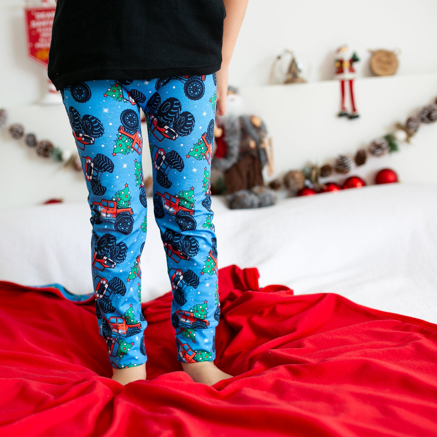 Christmas Monster Truck Leggings-Leggings-Fredandnoah-Yes Bebe