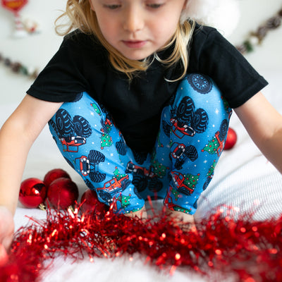 Christmas Monster Truck Leggings-Leggings-Fredandnoah-Yes Bebe