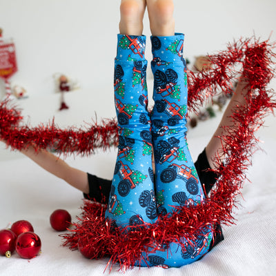 Christmas Monster Truck Leggings-Leggings-Fredandnoah-Yes Bebe