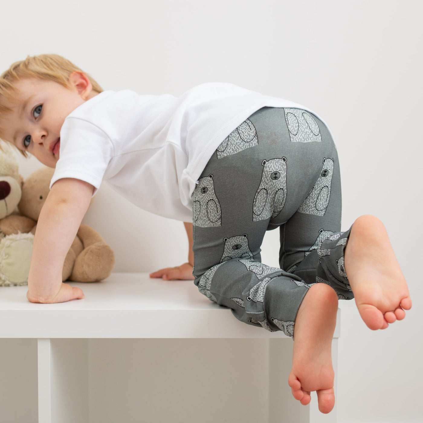 Grey Bear Leggings-Leggings-Fredandnoah-0-6 M-Yes Bebe