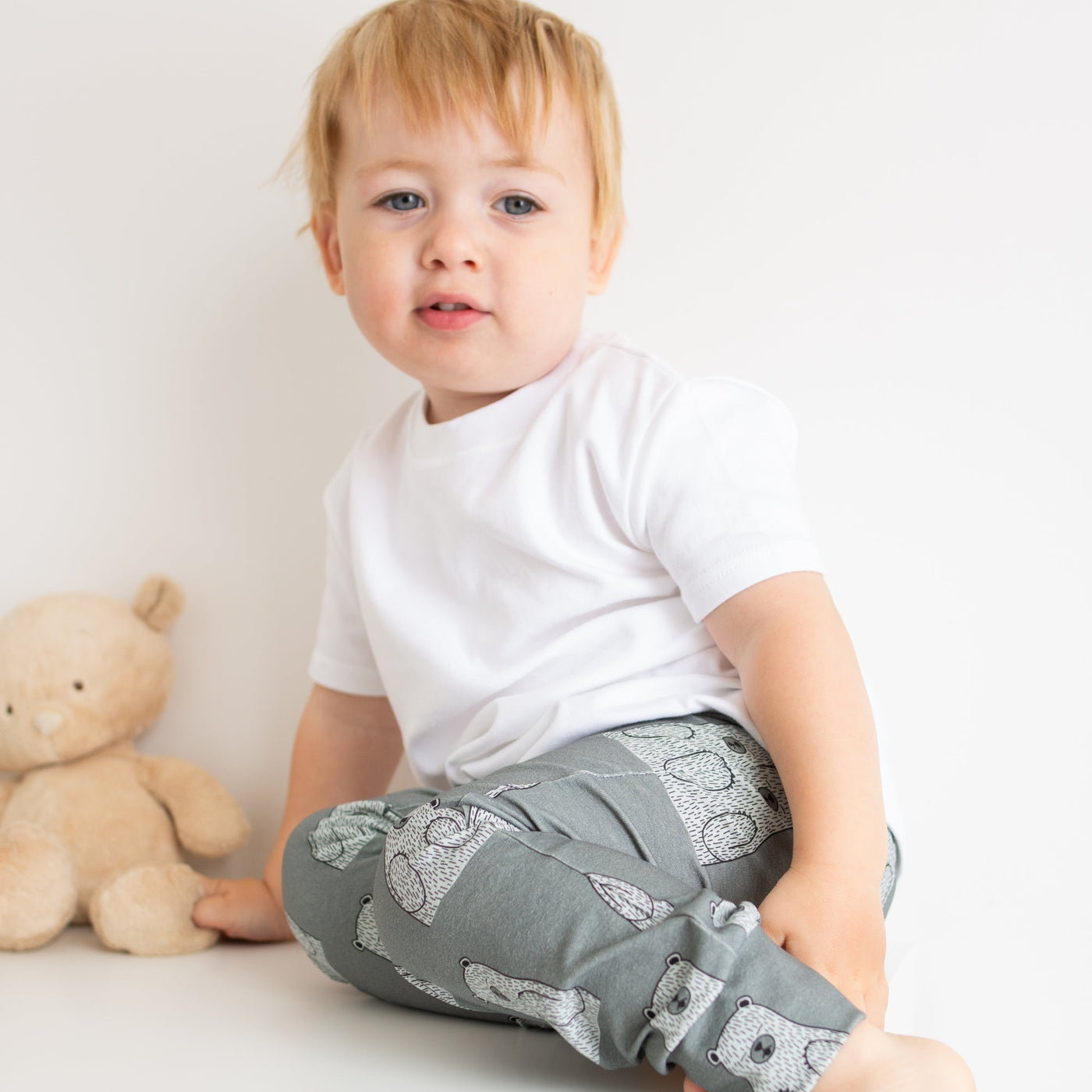 Grey Bear Leggings-Leggings-Fredandnoah-Yes Bebe