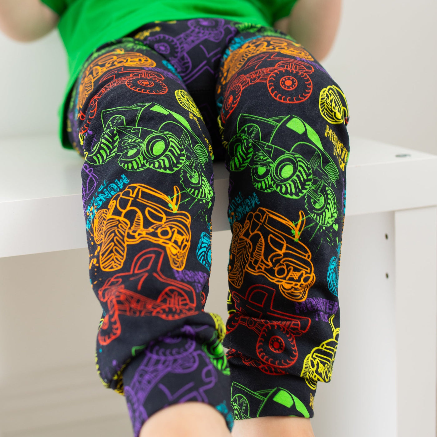 Monster Truck Leggings-Leggings-Fredandnoah-0-6 M-Yes Bebe