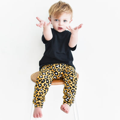 Yellow Leopard Print Leggings-Leggings-Fredandnoah-7-8 Y-Yes Bebe