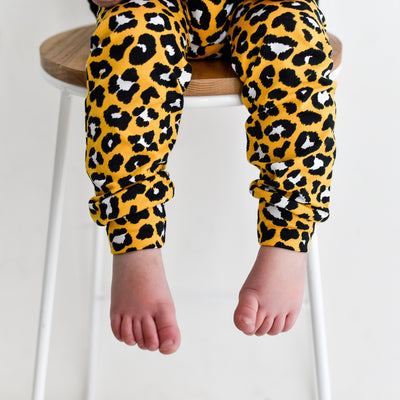 Yellow Leopard Print Leggings-Leggings-Fredandnoah-Yes Bebe