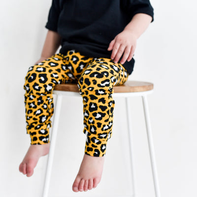 Yellow Leopard Print Leggings-Leggings-Fredandnoah-18-24 M-Yes Bebe