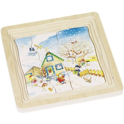 Wooden Layered Puzzle - Seasons and Weather-Wooden Puzzles-Goki-Yes Bebe