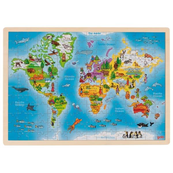 Wooden Puzzle - World Map-Wooden Puzzles-Goki-Yes Bebe