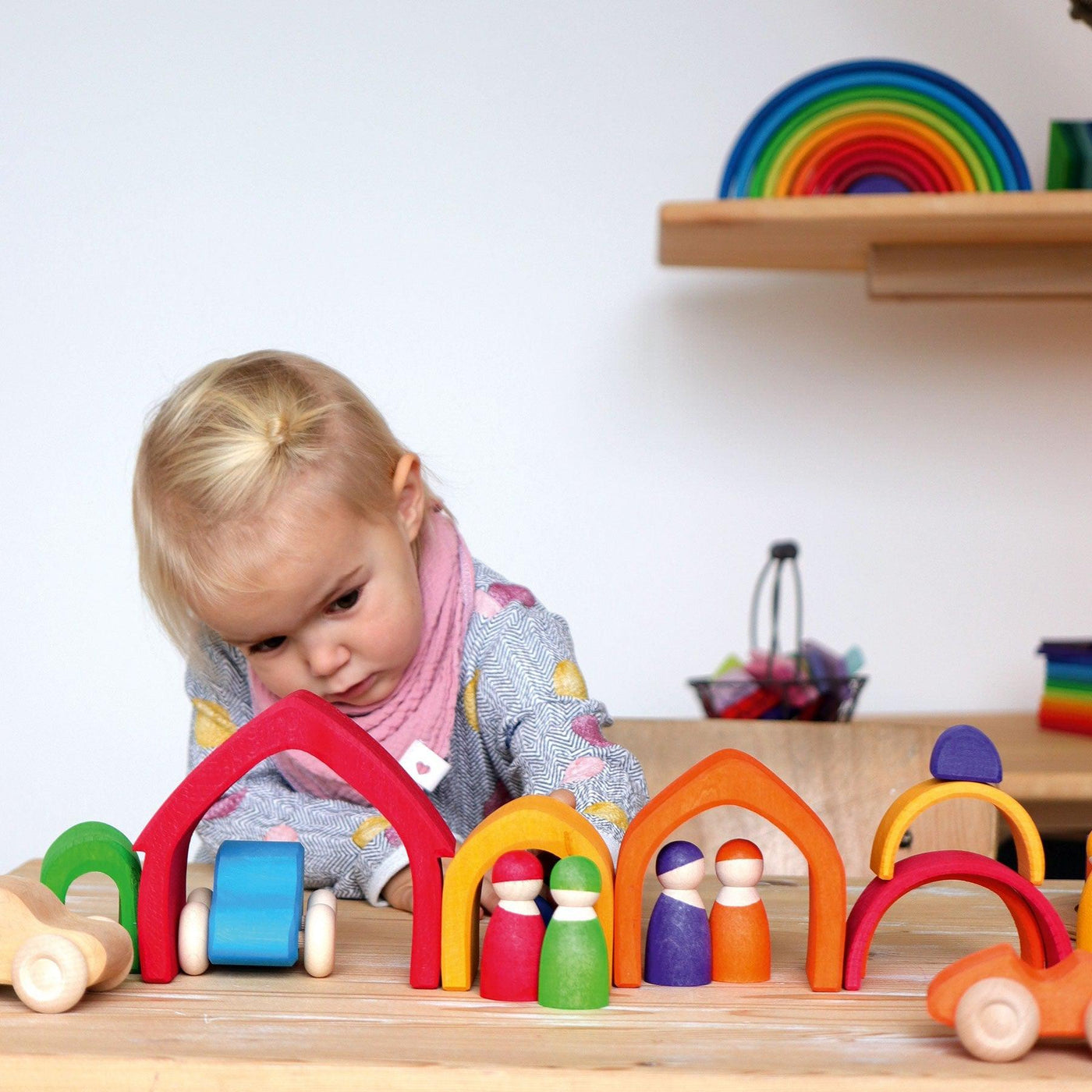 Seven Friends in Bowls & Colourful House-Toy & Book Bundles-Grimm's-Yes Bebe