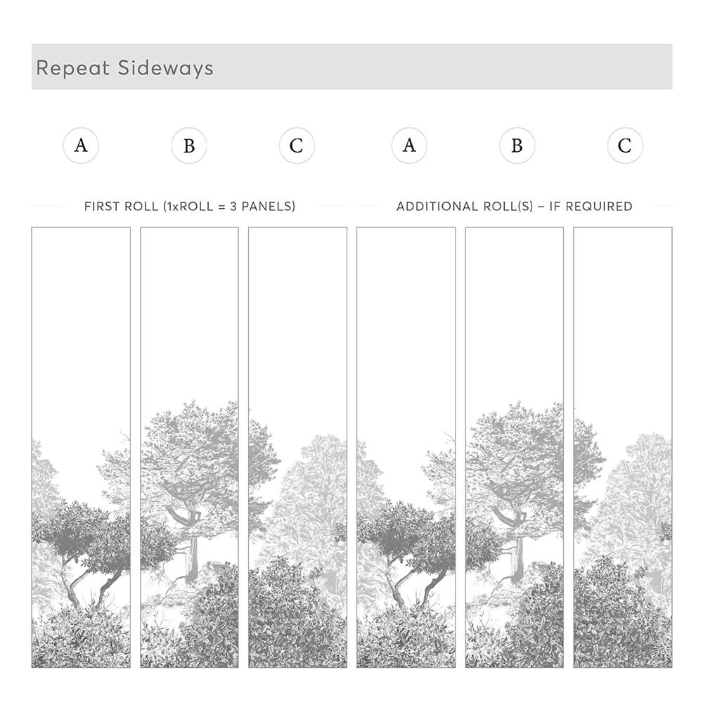 Classic Hua Trees Mural Wallpaper - Grey