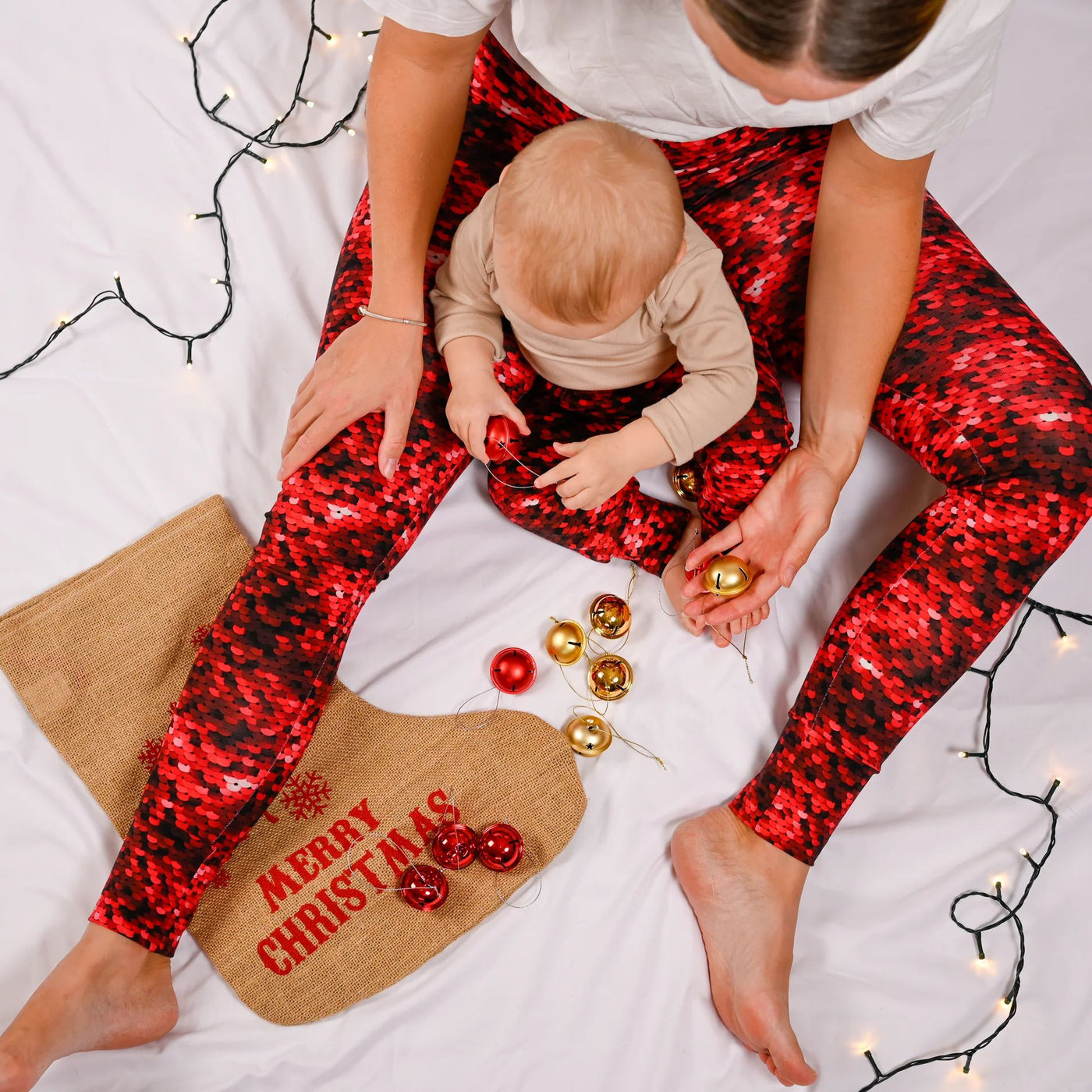 Adult Red Sequin Print Leggings