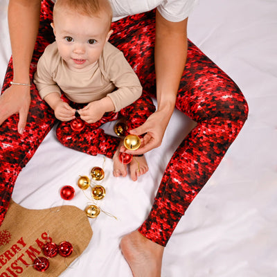 Adult Red Sequin Print Leggings