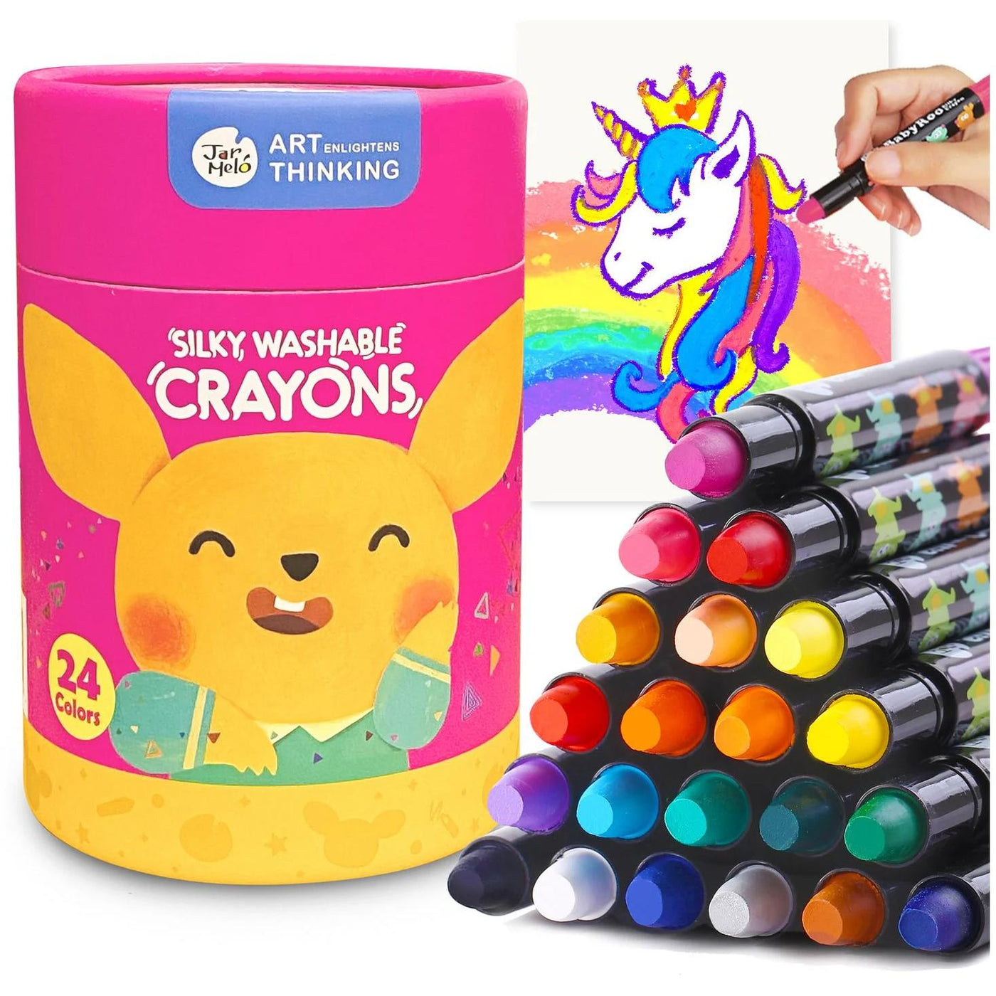 Silky Washable Crayon-Baby Roo 24 Colours-Crayons-Jar Melo-Yes Bebe
