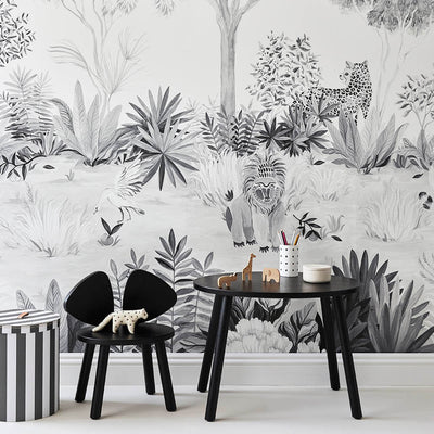 Jungle Mural Wallpaper - Grey