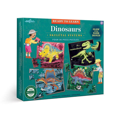 Eeboo Dinosaurs Ready to Learn 36 Piece 4 Puzzle Set-Puzzles-Just Imagine Toys-Yes Bebe