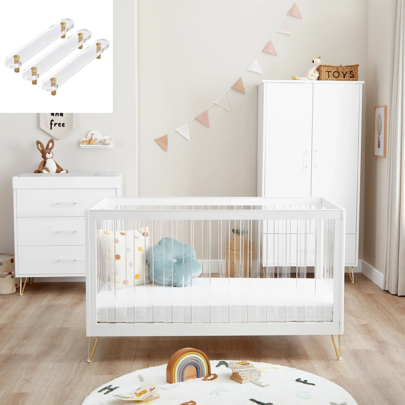 Kimi XL Acrylic 3 Piece Nursery Room Set