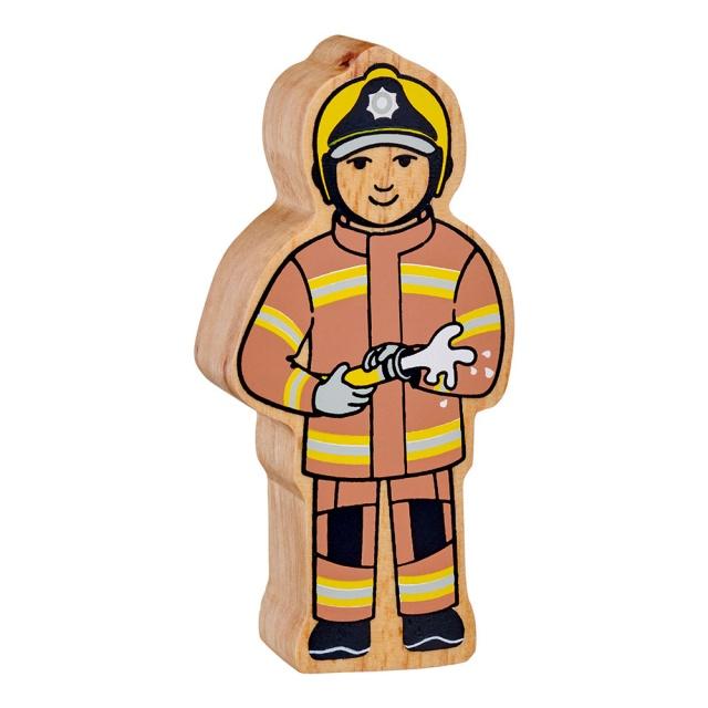 Natural Wooden Brown & Yellow Firefighter-Small World Figures-Lanka Kade-Yes Bebe