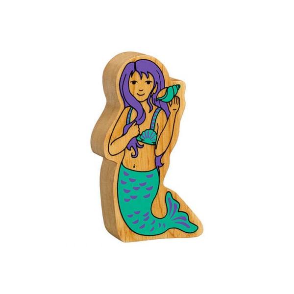 Natural Wooden Green & Purple Mermaid-Small World Figures-Lanka Kade-Yes Bebe