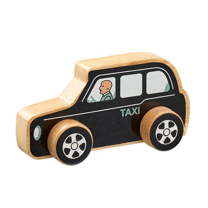 Natural Wooden Taxi Push Along Toy-Push Along Toys-Lanka Kade-Yes Bebe