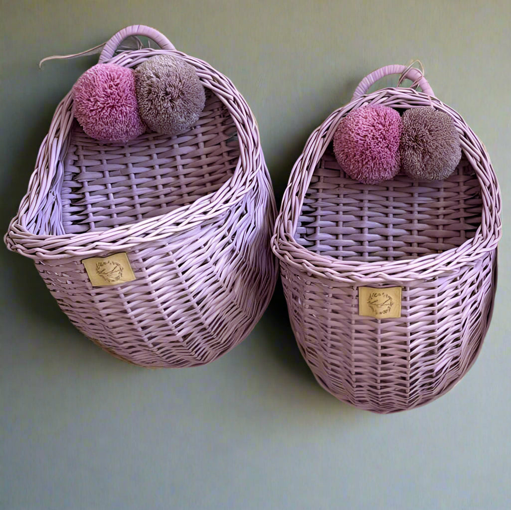 Lilu Wicker Wall Basket Maalum - Lilac-Storage Baskets-LiLu-Yes Bebe