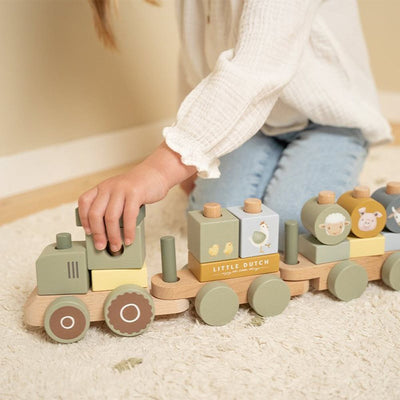 Stacking Train Tractor - Little Farm-Sorting & Stacking Toys-Little Dutch-Yes Bebe