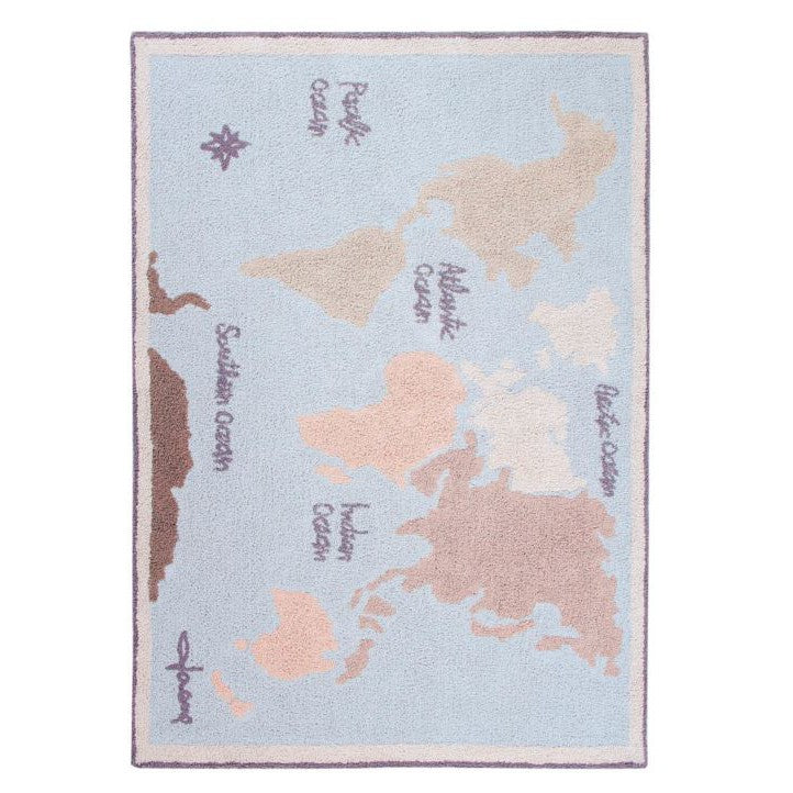 Vintage Map Rug 140 x 200cm-Washable Rugs-Lorena Canals-Yes Bebe